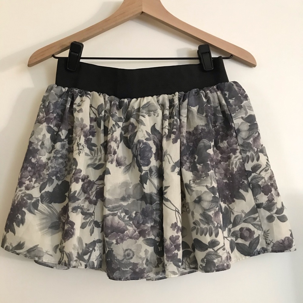 Floral Gray Purple Skater Skirt